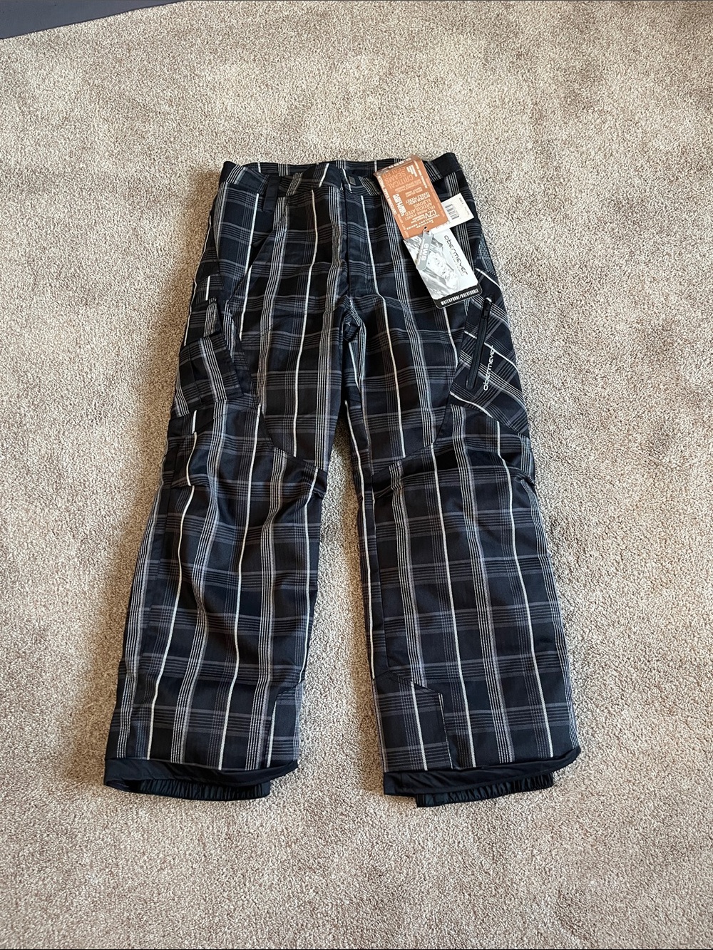 Obermeyer Black and Gray Plaid Cargo Pants